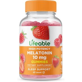 Lifeable Melatonin 10mg – Great Tasting Natural Flavor Gummy Supplement – Gluten Free Vegetarian GMO-Free Chewable – for Help Falling Asleep and Staying Asleep – for Adults, Man, Women – 60 Gummies