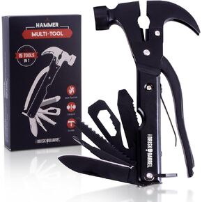 Hammer Multitool 15 in 1 | Multi Tool for Men | Compact Camping Multi Tool | Backpacking & Camping Accessories | Survival and Emergency Tool | Stocking Stuffer Gifts for Men, Dad | Father's Day Gift