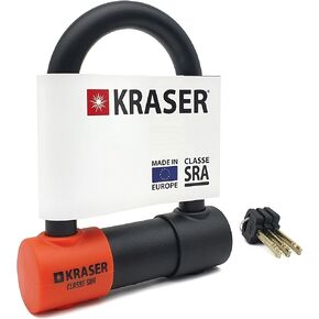 KRASER KR85S Robust U Lock, SRA Approved, High Security Tested, 85X120mm/3.34x4.72in ø18mm/0.7in Double Locking Shackle, Anti-Pick Lock, Anti Theft U Lock for Motorcycle, Scooter, Electric Bike