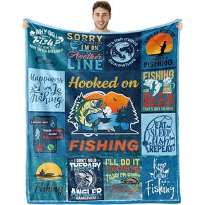 Fathers Day Fishing Gifts for Men, Fishing Gifts, Funny Fishing Gifts for Men/Women, Gifts for Fishing Lovers, Best Gifts for Fisherman, Fishing Gift Blanket Throws 60" X 50"