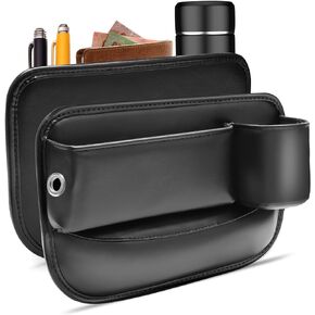 Coolrunner 2 Set Car Seat Gap Filler, Universal Car Seat Gap Organizer, PU Full Leather Car Seat Crevice Storage Box Adjustable Fit in Between Car Seat Catcher for Phone Keys Cards Pens Coins