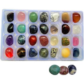 28Pcs Rock & Mineral Collection Set for Adults and Kids,Tumbled Polished Crystal Stones Healing Stones for Chakra Balancing,Jewelry Making,Home Decoration