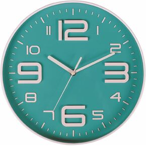 Non-Ticking Silent Quartz Wall Clock with Big 3D Number Modern Design Quiet Sweep Movement Indoor Decorative for Living Room Kitchen Wall Clocks Battery Operated 10-Inch (Orange)