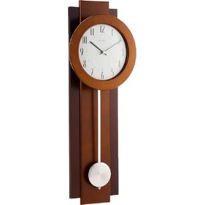 Bulova C3383 Avent Pendulum Deco Wall Clock, 18", Walnut/Mahogany