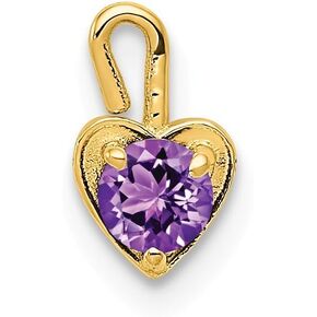 Solid 10k Yellow Gold February Synthetic Birthstone Heart Charm Pendant
