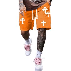 Floerns Men's Drawstring Waist Cross Print Loose Fit Workout Track Shorts in Kuwait