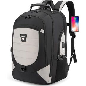 Tzowla Travel Laptop Backpack for Men&Women,17.3" Computer Water Resistant Anti Theft TSA Friendly Backpacks with Lock and USB Charging Port,College Business Work Hiking Bookbag Daypack,Dark Grey