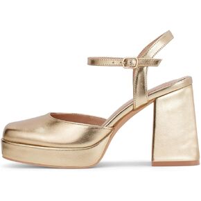 GENSHUO Platform Chunky Heels for Women Block Heel Sandals- 4 inches Closed Square Toe Ankle Strap Buckle Wedding Party Prom Dress Pump Shoes