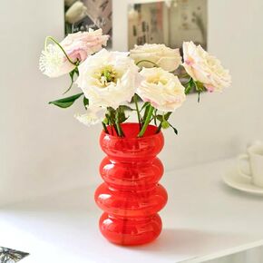 BLOFLO Glass Hydroponic Flower Vase, 7-Inch Black Glass Vase, Four-Layer Geometric Glass Floral Vase for Home Décor, Modern Bubble Glass Vase for Home Office Wedding Table (Black)