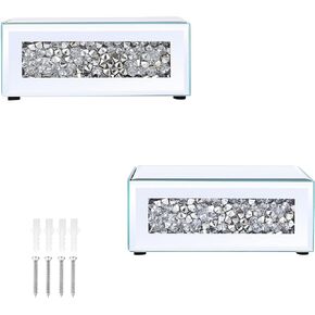Sumnacon Mounted Floating Shelf 2 Pcs Decorative Floating Shelf for Bathroom Decor Stylish Crushed Diamond Floating Wall Shelf for Plants Sturdy Mirrored Wall Mounted Floating Shelf for Living Room