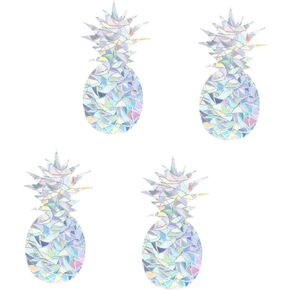 4 Sheets Pineapple Rainbow Foil Stained Glass Window Decals Glass Film Glass Decor Glass Alert Prism Decals Suncatcher Window Clings Frosted Window Film for Glass Decorative Decal
