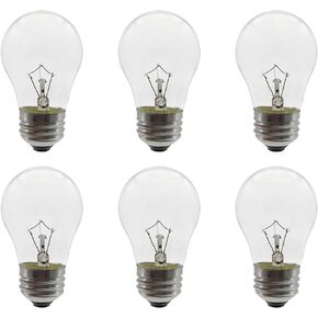 Appliance Oven Light Bulb A15 40 Watt Light Bulb,High Heat Incandescent Bulbs Resistant Appliance for Oven, Stove, Refrigerator, Microwave E26 Medium Base,6-Pack