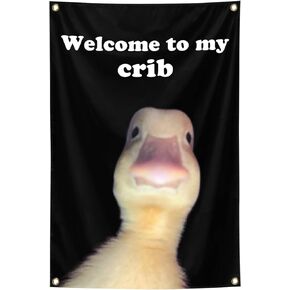 Welcome to My Crib Flag，2x3 Feet Flag Funny Poster Durable Man Cave Wall Flag with Brass Grommets room decor for bedroom Banner