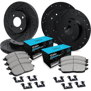 R1 Concepts Front Rear Brakes and Rotors Kit |Front Rear Brake Pads| Brake Rotors and Pads| Ceramic Brake Pads and Rotors |Hardware Kit|fits 2007-2015 Mini Cooper