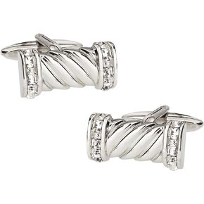 Crystal Rope Cufflinks for Men's Shirt Business Cufflink Best Gifts for Men Anniversaries Birthdays Cufflinks with Presentation Box Suitable for Beautiful Jewelry Gift Made from Silver-Tone