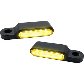 Motorcycle Handlebar Sequential LED Turn Signals Mini Blinkers Front Running Light Replacemant for H-arley Dyna Honda Sportster Shadow Kawasaki Vulcan Yamaha V-Star Road Star-Amber