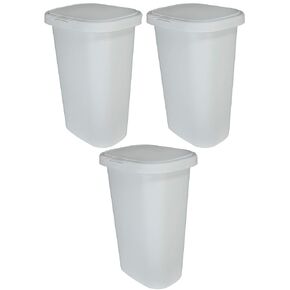 Rubbermaid 13 Gallon Rectangular Spring-Top Lid LinerLock Kitchen, Home, or Office Wastebasket Trash Can for Tall Trash Bags, White (6 Pack)