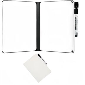 White Board Notebook, A5 Sliding Portable Dry Erase Board, Erasable Double Sided Office Mini Whiteboard with Marker Pen Suitable for Study Meetings Draft Notes Doodle. (Black)