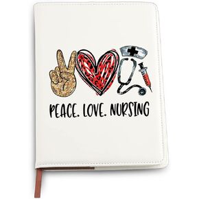 Nurse Journey Notebook Nurse Day Gift Peace Love Nursing Gifts Nurse Appreciation Gifts Nurse Graduations Leather Notebook (Peace Love Nursing Notebook)