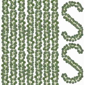 CQURE 28 Pcs Eucalyptus Garland,Artificial Eucalyptus Leaves Table Greenery Garland Wreath Vines for Wedding Party Table Fireplace Bedroom Wall Room Decor