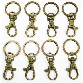 ALL in ONE Lobster Clasps Claw Swivel Trigger Clips Snap Hooks Bag Key Ring Hook Charms Findings (10pcs Antique Bronze)