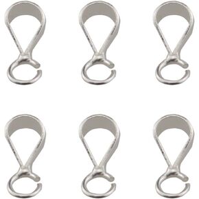 6PCS 925 Silver Sterling Slider Pendant Clasp Bail Connector for Pendants Clasp Jewelry Bails for Pendants Slider Connectors for Necklace Jewelry