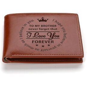 THTCSQ To My Brother Gift Leather Wallet for Man Engraved Personalized Leather Wallet Brother Birthday Gifts Christmas Gifts (Brother)