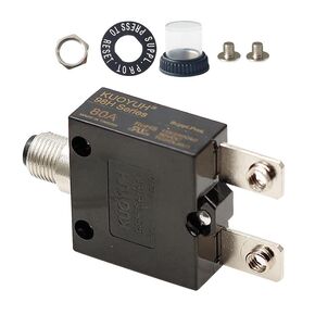 80 Amps 98H Series Anti-Slip Screw Connect Terminals Push-to-Reset Thermal Circuit Breaker with Transparent Waterproof Button Dust Cover