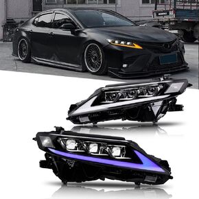 New Headlamp for Toyota Camry Headlights 2018-2023 SE XSE LE XLE TRD Headlight Assembly 6 Lens Clear Ver 8th Gen Accessories Led Sequential Turn Signal Animation DRL Front Lamp Custom Replacement (H1)
