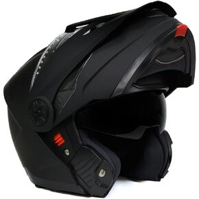 Milwaukee Helmets MPH9820DOT Flat Black 'Ominous' Dual Sport Advanced Motorcycle Modular Helmet for Men and Women Biker - Small