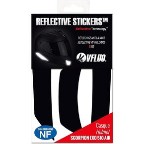 VFLUO - Kit of Reflective Stickers - SCORPION EXO510AIR™ Motorcycle Helmet - Approved Stripes FR - 3M™ Technology - High Visibility & Strength - Discreet & Design - Maximum Grip