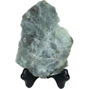 0.5LB Purple labradorite Single slice with wooden stand Natural Healing Quartz Irregular Mineral Crystal Gemstone Specimen Flat Marbles Home Office Decor Gift, DIY Projects Collection Bulk Stones