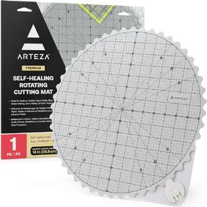 ARTEZA 14 Inch Premium Self-Healing Rotating Cutting Mat, Scalloped Edge, 360° Rotation, Locking Feature, for Quilting and Crafting