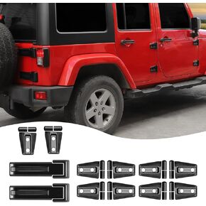 Hoolcar Door Hinge Engine Hood Hinge Tailgate Hinge Cover Trim ABS Exterior Kit Accessories Compatible with 2007-2017 Jeep Wrangler JK JKU, Black, 12PCs