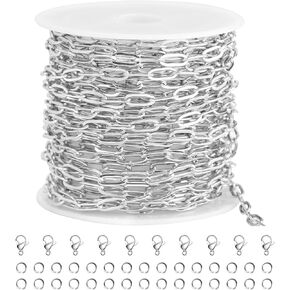 SMYHTGLIF 5 Meters Gold Stainless Steel Chain for Jewelry Making Paperclip Cable Craft Jewelry Making Chains Necklace Bracelet Jewelry Chain Findings