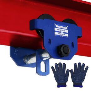 TOUGHER Dual Wheels Beam Trolley 2 Ton Heavy Duty 4400LBS Capacity Push Manual Trolley Hoist w/Dual Track Rollers, 3.5in - 8in Adjustable Flange for Lifting