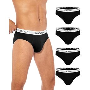 POKARLA Men's Triangle Briefs 4 Pairs, Men's Cotton Briefs, Breathable and Sweat Absorbent (S-3XL)