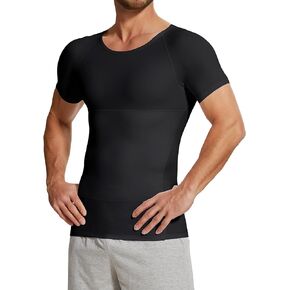 MISS MOLY Compression Shirts for Men Tummy Control Undershirt Gynomastica Slimming Short Sleeve Waist Trainer Shapewear