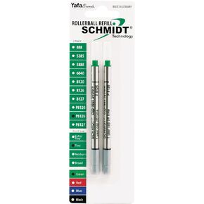 Schmidt P8126 Short Capless Rollerball Refill Fine Point 0.6mm, Green, 2 Pack Blister (SC58122)