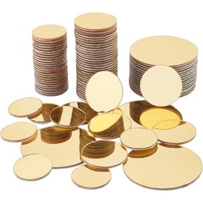 PH PandHall 50pcs Golden Round Mirrors for Crafts, 1.9 Inch Self Adhesive Mirror Tiles Acrylic Craft Mirror Circles Small Mirror Circles Wall Stickers for Crafts Arts DIY Projects Framing Easter Decor