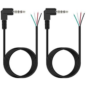 Fancasee (2 Pack 6 ft Replacement 3.5mm 90 Degree Male Plug to Bare Wire Open End TRRS 4 Pole Stereo 1/8" 3.5mm Plug Jack Connector Audio Cable for Headphone Headset Earphone Microphone Cable Repair