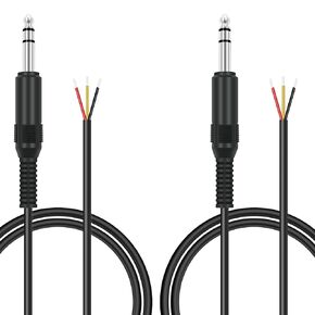 2 Pack 3ft Speaker Wire to 6.35mm 1/4 inch TRS Stereo Male Plug Adapter Connector to Bare Wire Open End Audio Cable for Microphone Speakers