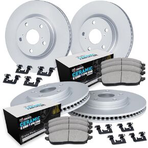 R1 Concepts Front Rear Brakes and Rotors Kit |Front Rear Brake pads| Brake Rotors and Pads| Euro Ceramic Brake Pads and Rotors| Hardware Kit WDTH2-31027