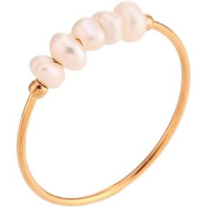 Kokoma Freshwater Pearl Stainless Steel Stacking Rings for Women Girls Knuckle Ring Thin Gold Plain Band Rings Stackable Joint Finger Rings Band Midi Rings