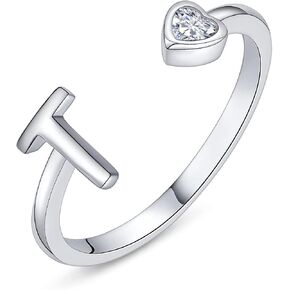 Initial Rings 925 Sterling Silver Rings for Girls Women A-Z Stackable Alphabet Rings for Mum Girlfriend Wife Daughters Jewelry Gifts