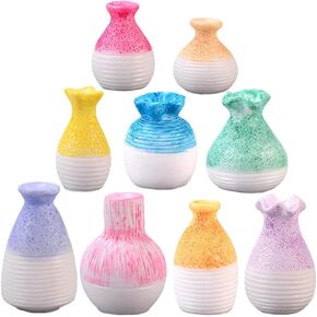 9pcs Garden Ornaments Mini Resin Flower vase Mini Resin Plant vase Outdoor planters Mini House Decors DIY Miniature Vase Simulation Miniature Vase Bonsai Pot Synthetic Resin car