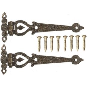Dollhouse Large Ornate T Hinges Antique Gold Miniature DIY Fittings Hardware