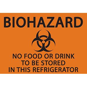 Zing Green Products 1916S Eco Safety Biohazard Sign, No Food or Drink in Refrigerator, 5 x 7 Inch, Black on Orange, 2 Pack