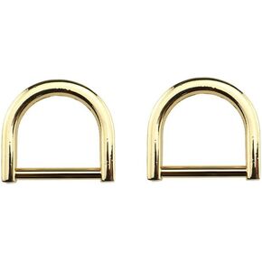 Hao Pro 0.79 inch Width Horseshoe D-Rings Speedy Connect Polished Finish Lock Firmly Quality Metal U Shape Screw in Shackle Semicircle Accessories Gold 2 PCS for Crafts Leather Purse Strap Keychain