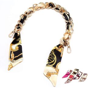 Xiazw Elegant Silk Scarf Metal Purse Handle Strap Handbag Chains Replacement Accessories Decoration (Gold)